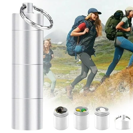 3-Compartment Keychain Pill Case - Waterproof Aluminum Alloy Travel Pill Box with O-Ring Seal, Portable Medicine Organizer for Purse, Pocket, Vitamins & Supplements