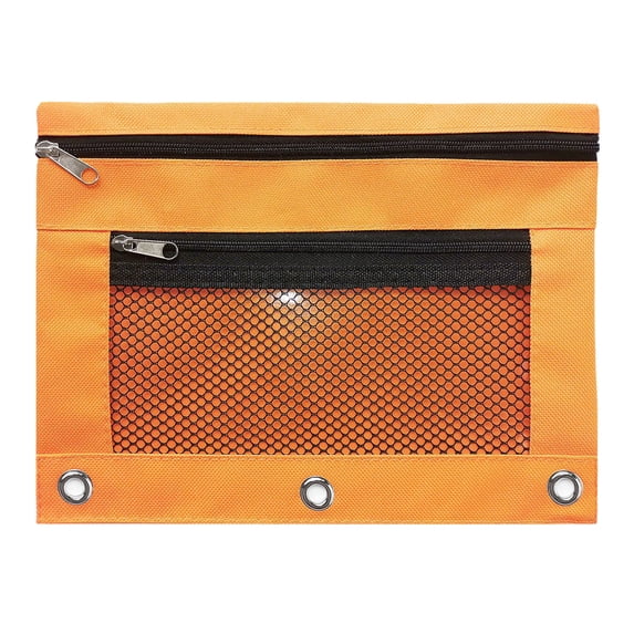 3 Compartment Mesh Zipper Pencil Pouch, 10''x 7'' Transparent Lightweight Pen Storage Bag