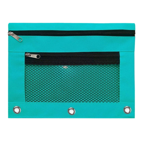 3 Compartment Mesh Zipper Pencil Pouch, 10''x 7'' Transparent Lightweight Pen Storage Bag