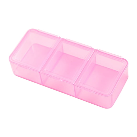 3-Compartment Pill Organizer - Morning Noon Night Portable Pill Box, Transparent Plastic Dispensing Case for Daily Medication Storage ( Pink )