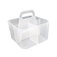 thumbnail image 1 of 3-Compartment Caddy Organizer, Portable Desk Stationery Storage Bin, Stackable Craft Supply Holder with Handle, for Home Office Classroom(Clear), 1 of 3
