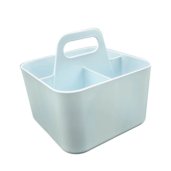 3-Compartment Caddy Organizer, Portable Desk Stationery Storage Bin, Stackable Craft Supply Holder with Handle, for Home Office Classroom(Blue)