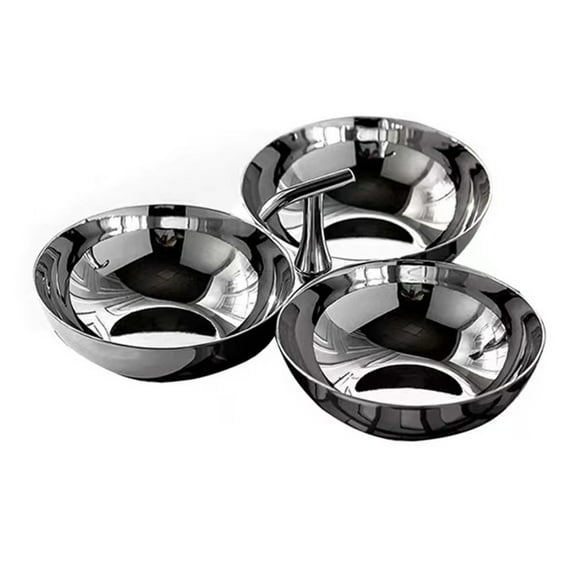 3 Compartment Platters Practical Snacks Tray Convenient Fruit Plate with Separators Stainless Steel Dessert Plate