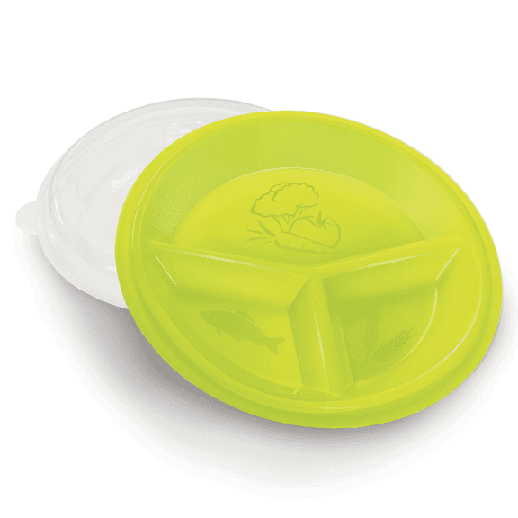 3 Compartment Portion Plate with Lid (Set of 2)