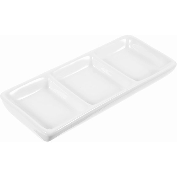 3-Compartment Rectangular Serving Tray 5.90X2.48X0.98In Divided Sauce Dish for Soy Sauce Condiments and Appetizers Serving