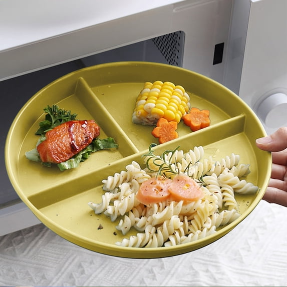 3 Compartment Round Divided Tray, Meal Prep Dish, Microwave Dishwasher Safe, Reusable Plastic Tableware, 1 Count