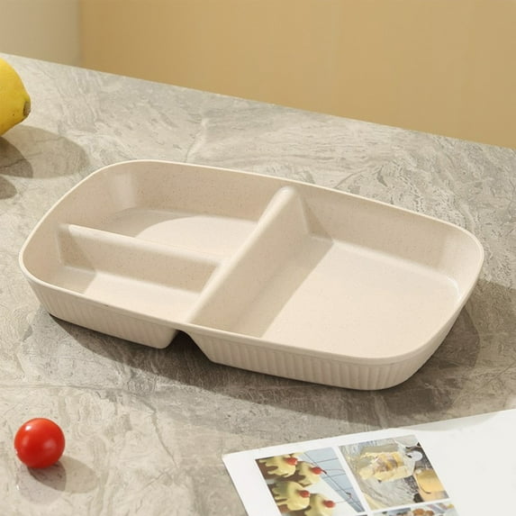 3 Compartment Serving Tray, Rectangular Plastic Divided Tray with Thick Non-Slip Bottom, Multipurpose Food Organizer for Party Snacks, Dinner, Office Desk, Picnic and Daily Home Use, 10.43x7.08 in