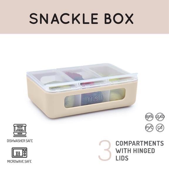 Melii 3 Compartment Snack Box Food Storage Container, Oatmilk
