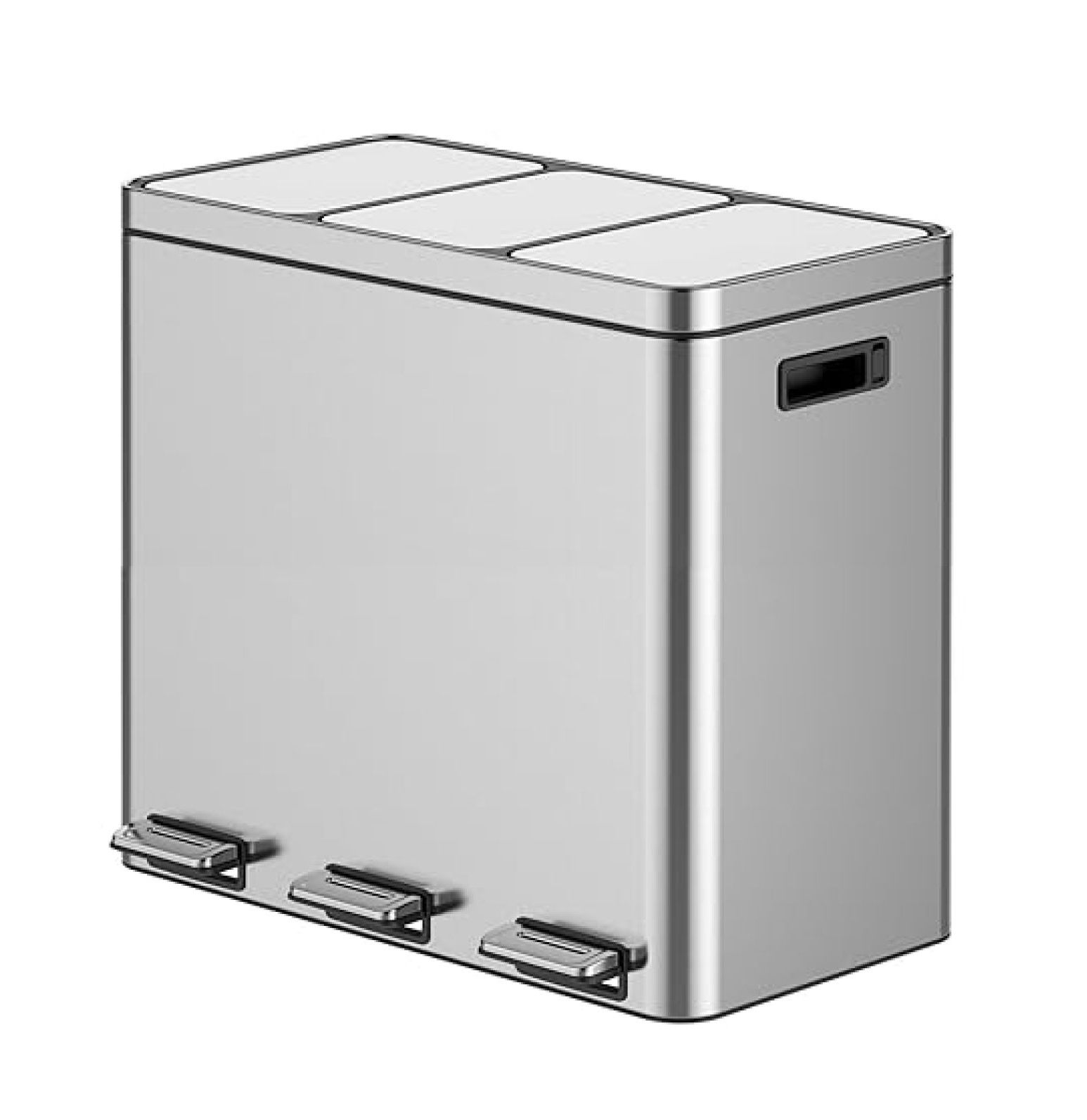 3 Compartment Trash Can, Soft-Close Lid and Removable Inner Rubbish Bin ...