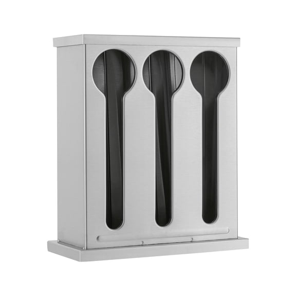 3 Compartment Utensil Dispenser Stainless Caddy Cutlery Organizer, Flatware Holder Silverware Organizer, Forks Spoons Knives Dispenser for Restaurant Party Buffet Dinner Table Kitchen Countertop