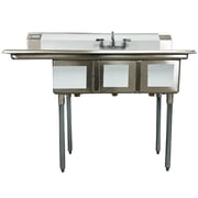 3 Compartment Utility Sink with Faucet, NSF Commercial Sink with Left Drainboard Sink, Restaurant Utility Kitchen Sink Triple Compartment Stainless Steel
