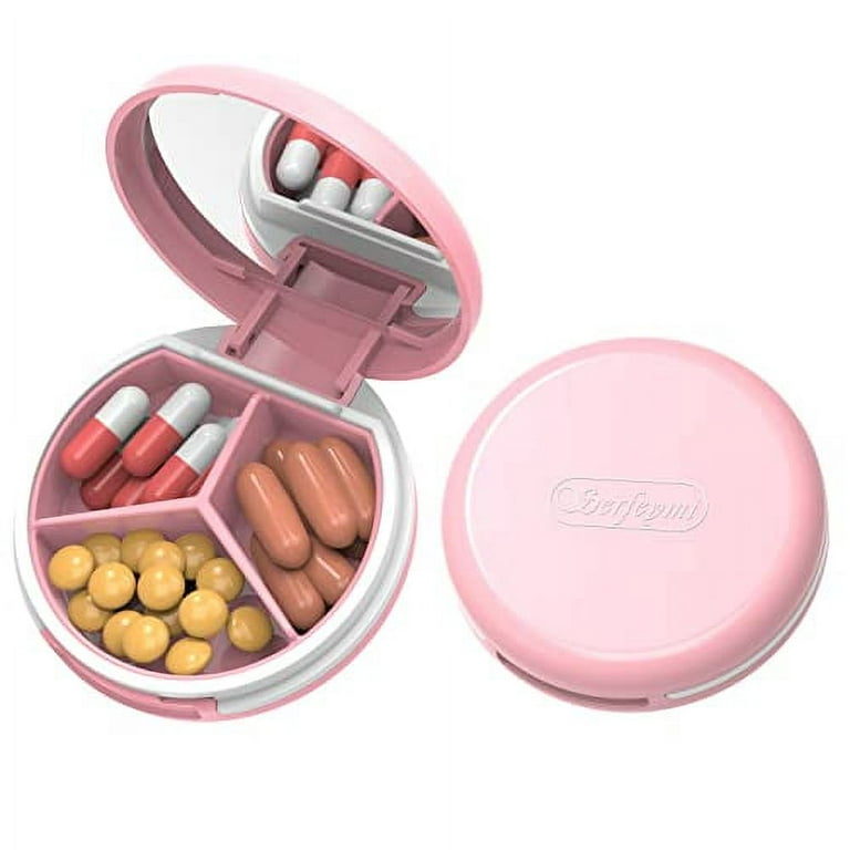 Water-Proof Compact Pill Container, For Vitamins & Meds, Travel
