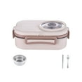 thumbnail image 1 of 3 Compartments Bento Lunch box with Soup Bowl, Insulated Lunch Bag and Portable Utensils, Stainless Steel Camera Lunch Containers，Leak Proof Bento Box for Adults Men and Women(White), 1 of 9