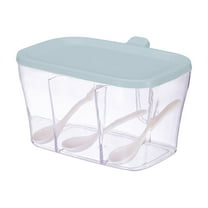 3 Compartments Seasoning Box with Spoons, Multi-Compartment Spice Organizer for Kitchen Countertop, Airtight Lid for Sugars Pepper, Condiment Storage Container (6.97x5.28x3.94in)