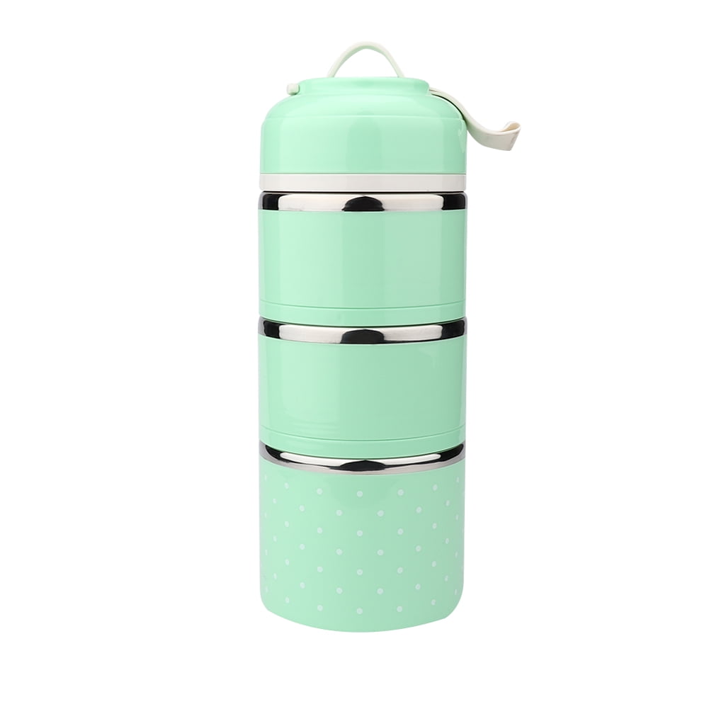 3 Compartments Stainless Steel Thermal Insulated Lunch Box Bento Food Container (Green) Sarapandan