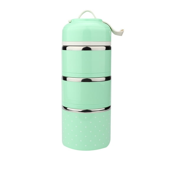 3 Compartments Stainless Steel Thermal Insulated Lunch Box Bento Food Container (Green) Sarapandan
