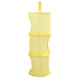 thumbnail image 1 of 3 Compartments Stuffed Animal Toy Storage Net Foldable Hanging Mesh Organizer for Closet and Home Space Saving Organization in Yellow, 1 of 7