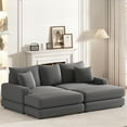 thumbnail image 1 of 3 Corduroy Couch With 3 Back Pillows, 2 Toss Pillows & Ottomans - Comfy Living Room And 86.6 Inch For Family, 1 of 6