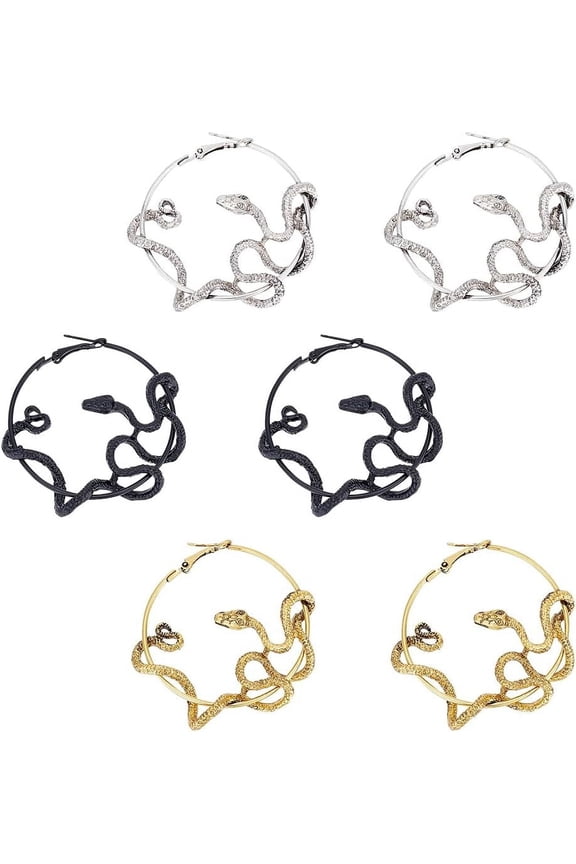 3 Corlors Snake Earrings Gothic Snake Earrings for Women Goth Earrings Punk Earrings Earrings Costume Jewelry Christmas New Year Jewelry Gift for Women for DIY