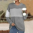 thumbnail image 1 of 2024 Hot Sweatshirt for Women on Clearance Women Casual Fall Long Sleeve Hoodie Stripe Splicing Hooded Sweatshirts Pullover Coat Tops Fall Womens Clothes, Gray S, 1 of 4