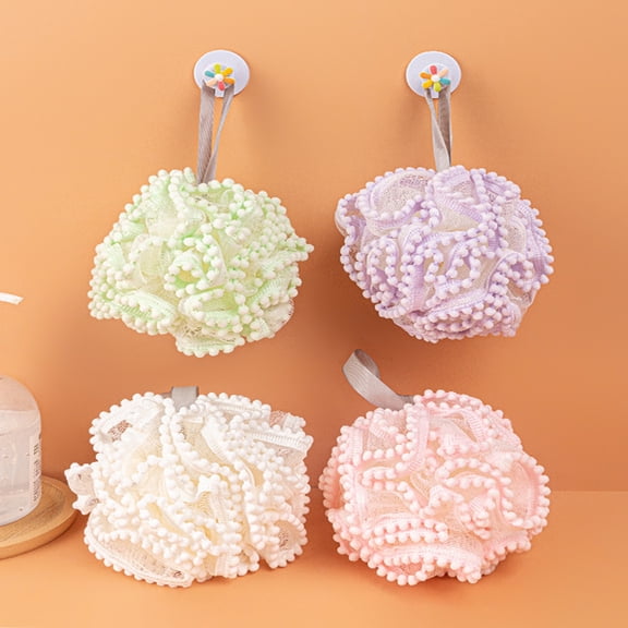 3 Count Bath Sponges, Colorful Shower Sponges Exfoliating Mesh Pouf Bath Ball Body Scrubber