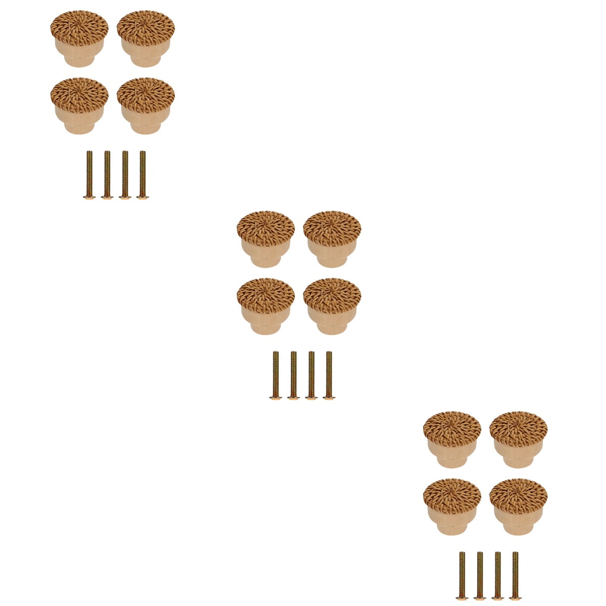3 Count Cabinet Door Handles Bamboo Small Dresser Knobs Round