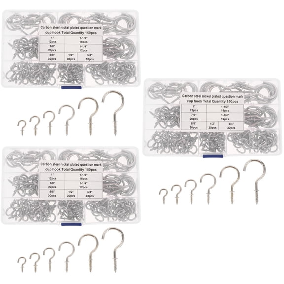 3 Count Ceiling Eye-bolt Hooks Sundries Friendly Wall Silver