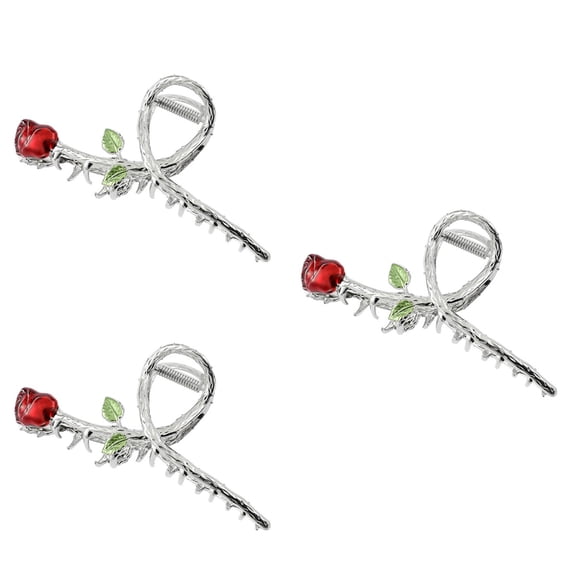 3 Count Claw Clips Gold Rose Hair Grab Attractive Accessory Miss