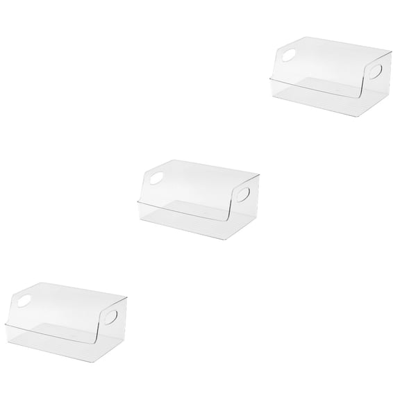 Greenadscape Plastic Storage Bins Clear for Books and Supplies with Handle 3Pcs