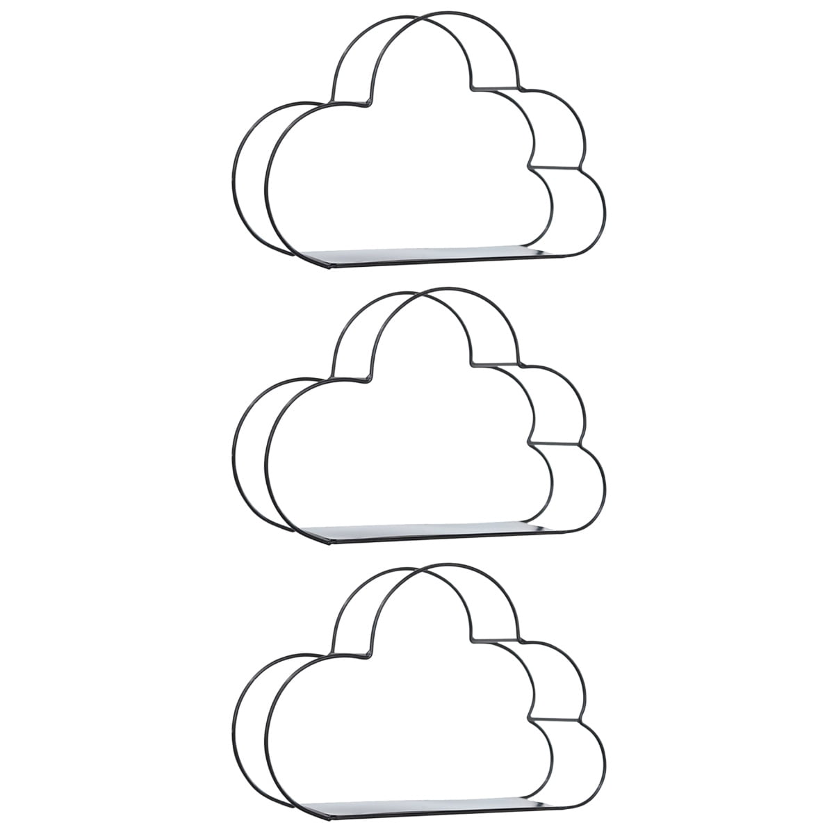 3 Count Cloud Wall Decor Conduit Storage Shelves Rack Shelf Black ...