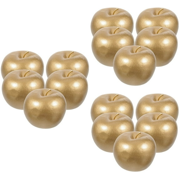 3 Count Decorations Artificial Apples Fake Fruit Lemon Pineapple Ornament Golden
