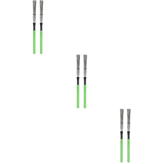 RENACLIPY Coophya 6-Piece Professional Jazz Drum Brushes with Green Wooden Handles for Drummers