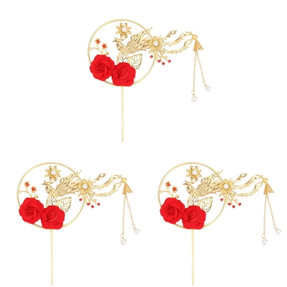 3 Count Fan Ornament Decorative Cake Baking Wedding Layout Bride Golden