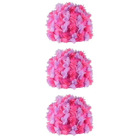 3 Count Flower Swim Cap Basket Comfortable Swim Hat Baby 20X20CM