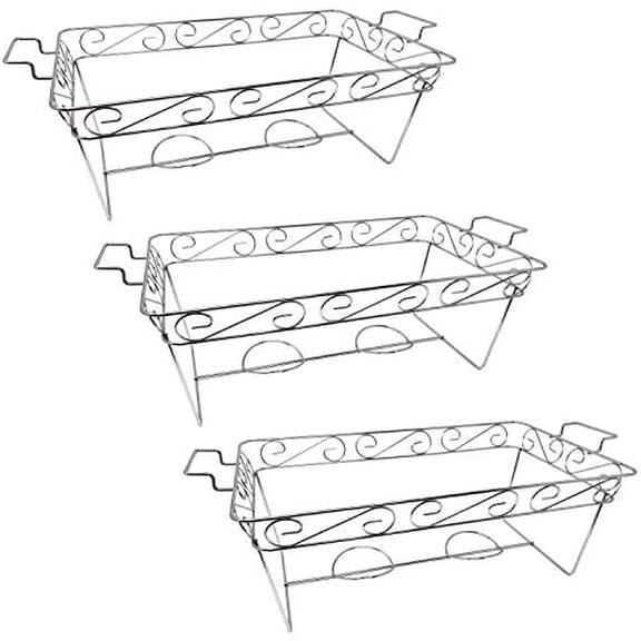 3-Count Full Size Elegance Chafing Racks, Chrome