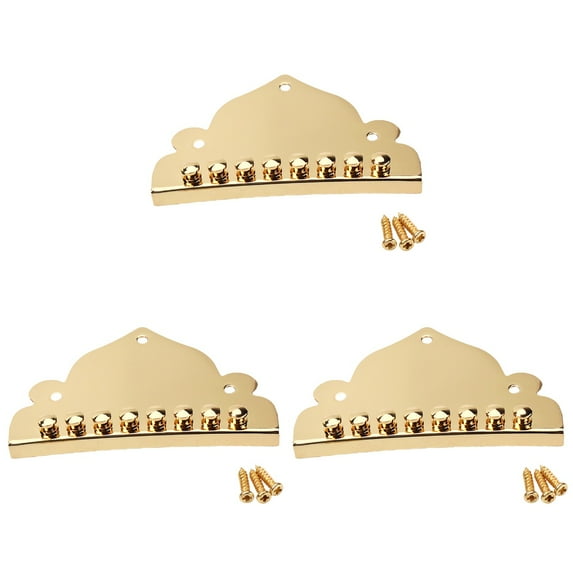 3 Count Golden Mandolin Tailpiece Metal Pearlescent Earth Tones