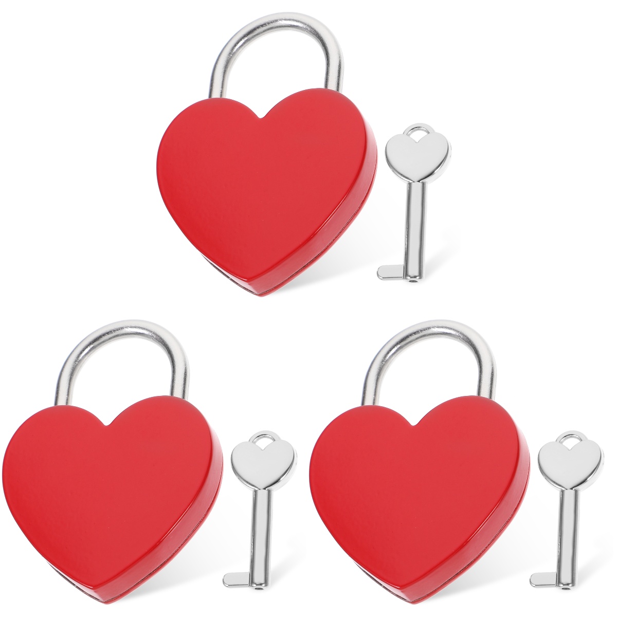 3 Count Heart Lock Locks for Luggage Locker Suitcase Mini Padlock