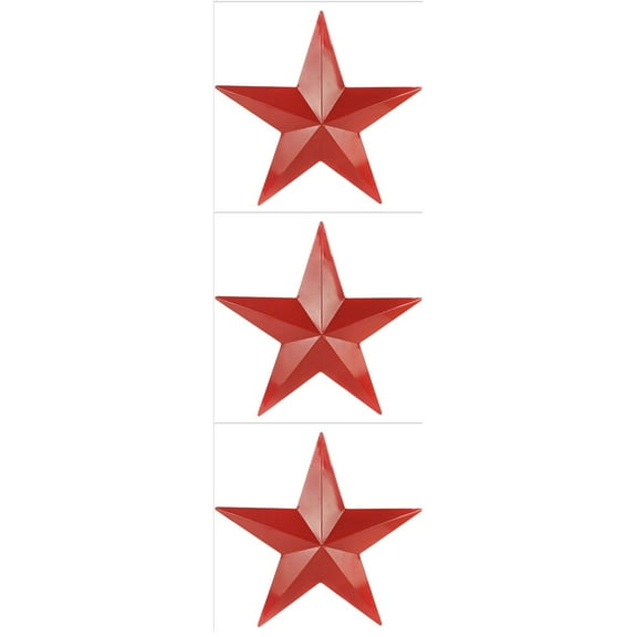 3 Count Iron Five-pointed Star Art Decor Retro Barn Outdoors Decoration Christmas Ornaments Red