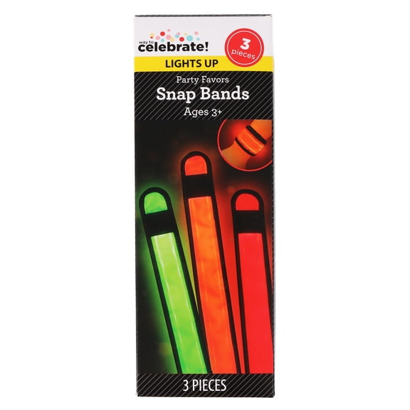 3 Count, LED Snap Bands in Orange, Green & Red, Party Favors, by Way To Celebrate