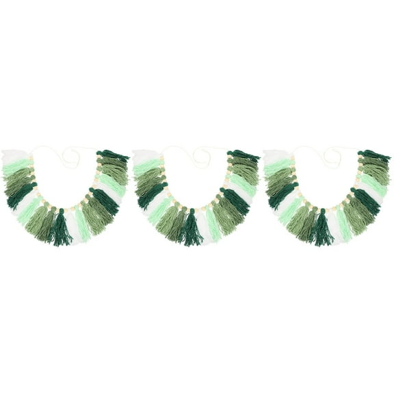 3 Count Macrame Wooden Bead Cotton Thread Tapestry Wall Hanging