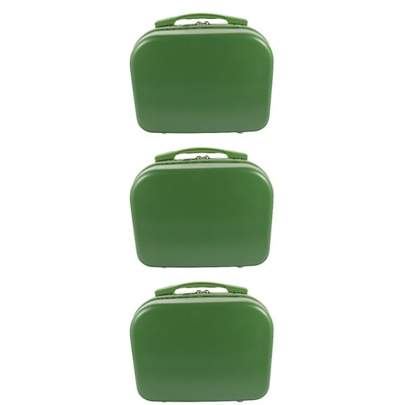 3 Pieces Mini Cosmetic Case Hard Shell Makeup Bag Toddler Travel Green