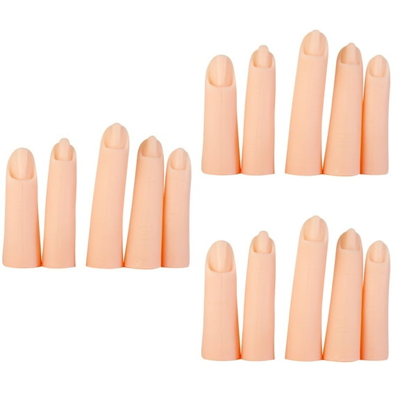 3 Count Manicure Practice Fingers Silicone Model Tip Nail Hand Nails