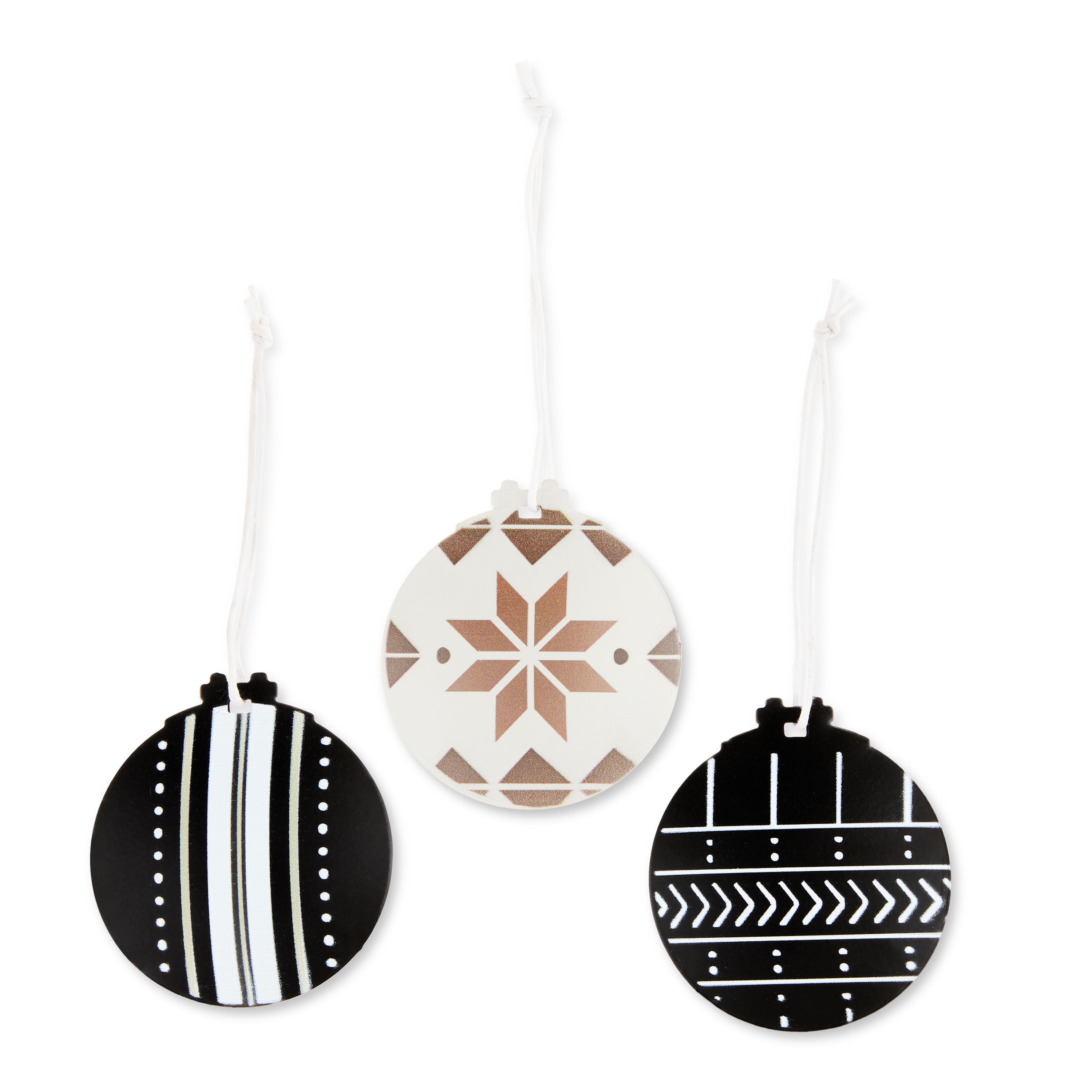 3Count Modern Merry Mini White and Black Disc Ornament, by Holiday