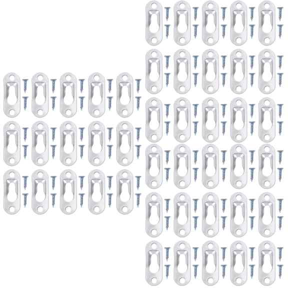 SILENRADAWN Round Keyhole Hangers Silver, Easy Install for Pictures, Mirrors, 90Pcs