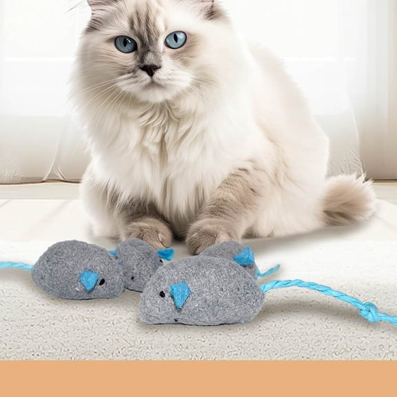 3 Count Plush Mouse Cat Toys With Catnip Inside, Realistic Furry Interactive Cat Chew Toys For Indoor Cats To Relieve Boredom, Keep Active For Family Pets (Random Colors)