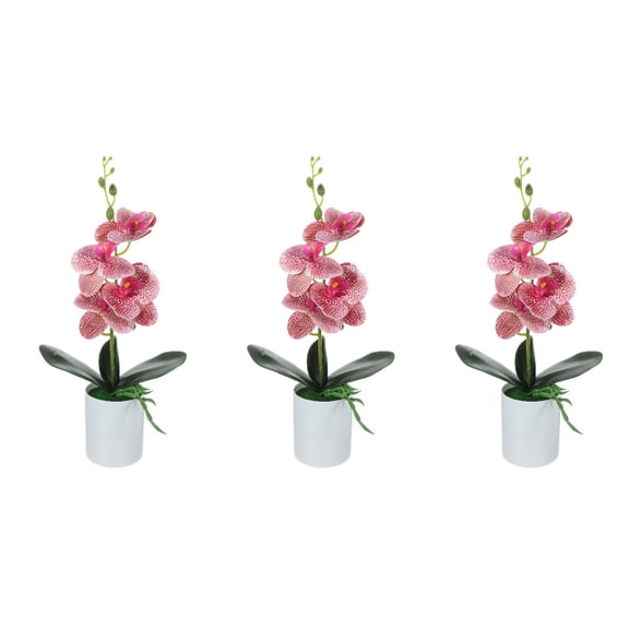 3 Count Potted Silk Faux Artificial Flowers Simulated Plants