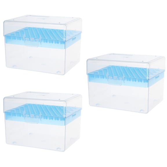 SWETRACE 3Set 100 Position 1ml Pipettor Tip Box Transparent Rectangular Lab Storage