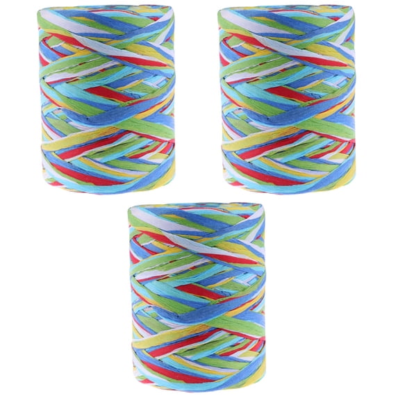 FONDOTIN Raffia Ribbon Multi Color Premium Soft Texture for Decoration 3Pcs