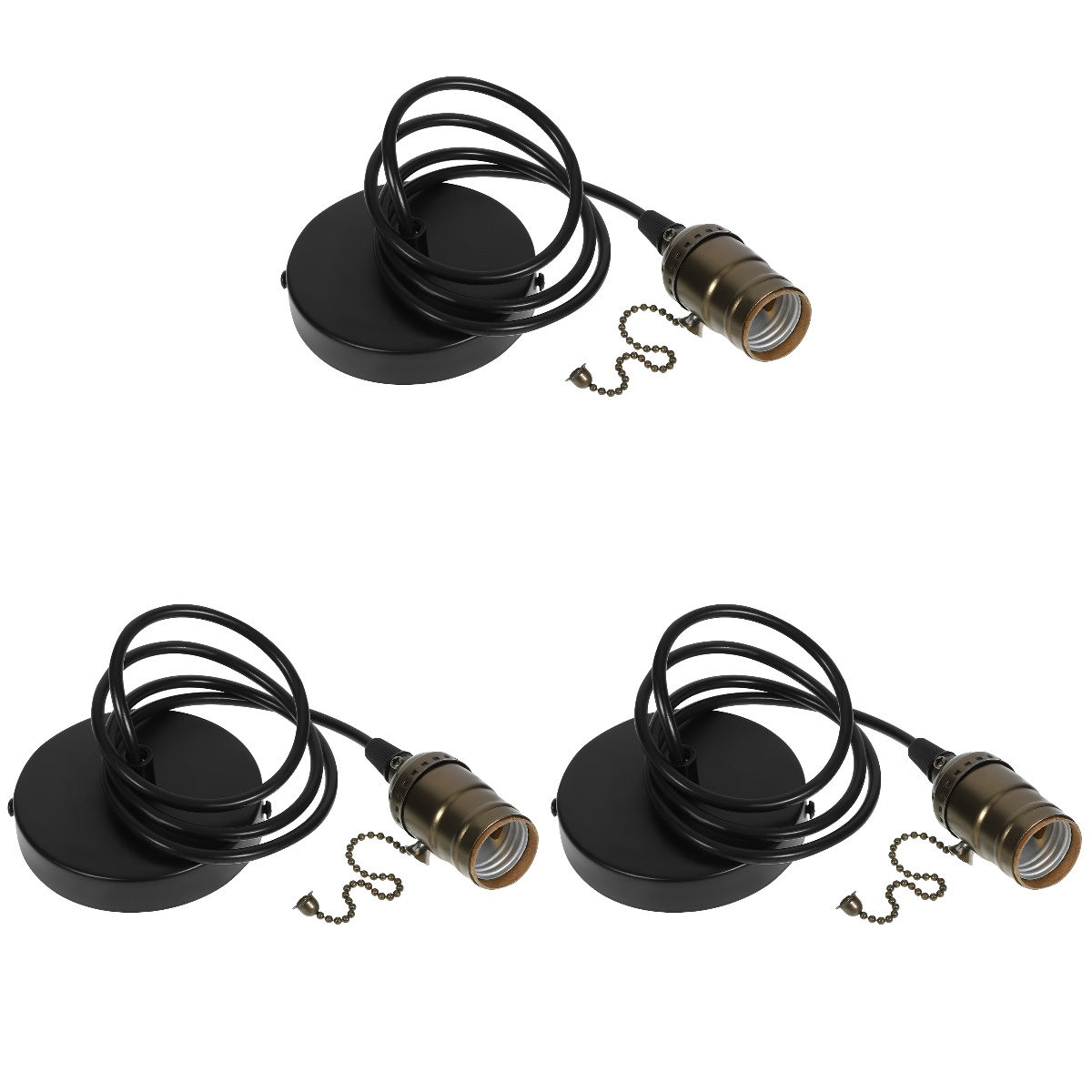 3 Count Retro Decor Vintage Decor Chandelier Light Fixture Light Bulb Socket Pull Switch