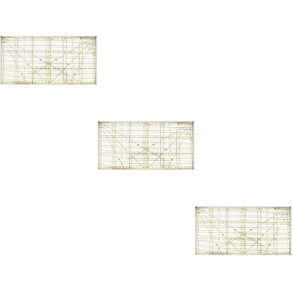 3 Count Sewing Ruler Craft Slotted for Fabric Cutting Seam Gauge Clear
